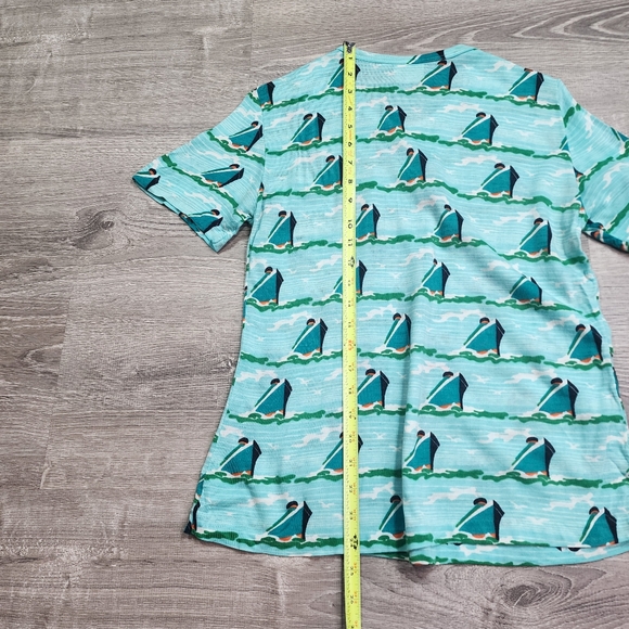 70s 80s VINTAGE Made in Korea Cruise Ship Boat Water Pattern T Shirt Top Large - Picture 8 of 12